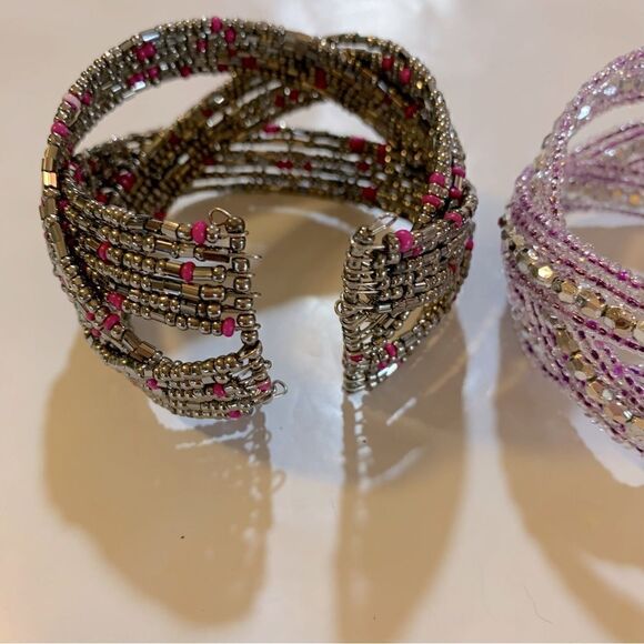 Vintage Seed Bead Cuff Bracelets Both Included - Picture 6 of 6